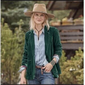 Sundance Women’s Crushed Velvet Blazer Academic Boho Sz 4 Green Floral Lining